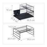 Scurgator vase, cu suport pentru tacamuri si suport pentru pahare, 2 nivele, negru, 18 x 42,5 x 31,5 cm - imagine 4