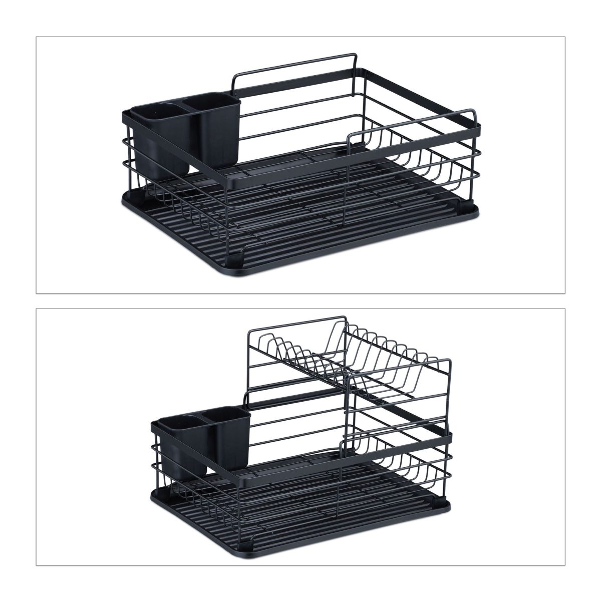 Scurgator vase, cu suport pentru tacamuri si suport pentru pahare, 2 nivele, negru, 18 x 42,5 x 31,5 cm - imagine 6