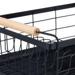 Scurgator vase, cu suport pentru tacamuri si suport pentru pahare, manere, negru/maro, 18 x 48,5 x 31,5 cm - imagine 4