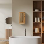 Dulap de baie suspendat, 2 rafturi, 60 x 34,5 x 21 cm, maro - imagine 7