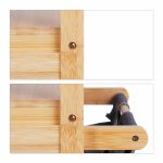 Cos de rufe, 2 compartimente si raft superior, din bambus/poliester/bumbac, natural/gri, 73 x 36,5 x 33 cm - imagine 5