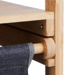 Cos de rufe, 2 compartimente si raft superior, din bambus/poliester/bumbac, natural/gri, 73 x 36,5 x 33 cm - imagine 3