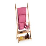 Suport prosoape tip scara, cu 2 rafturi, 134 x 53 x 31,5 cm, maro