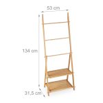 Suport prosoape tip scara, cu 2 rafturi, 134 x 53 x 31,5 cm, maro - imagine 4