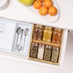 Set 2 suport pentru condimente, din bambus, pentru sertar, 5 x 20 x 38 cm, maro - imagine 2