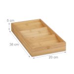 Set 2 suport pentru condimente, din bambus, pentru sertar, 5 x 20 x 38 cm, maro - imagine 4