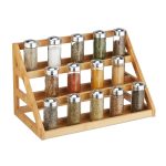 Raft pentru condimente, 3 polite, bambus, 23,5 x 39,5 x 21,5 cm, maro