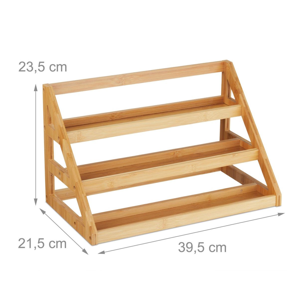 Raft pentru condimente, 3 polite, bambus, 23,5 x 39,5 x 21,5 cm, maro - imagine 4