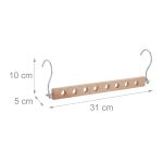 Umeras cu econsomisire spatiu, set de 5, din lemn de lotus/aluminiu, natural/argintiu, 10 x 31 x 5 cm - imagine 6