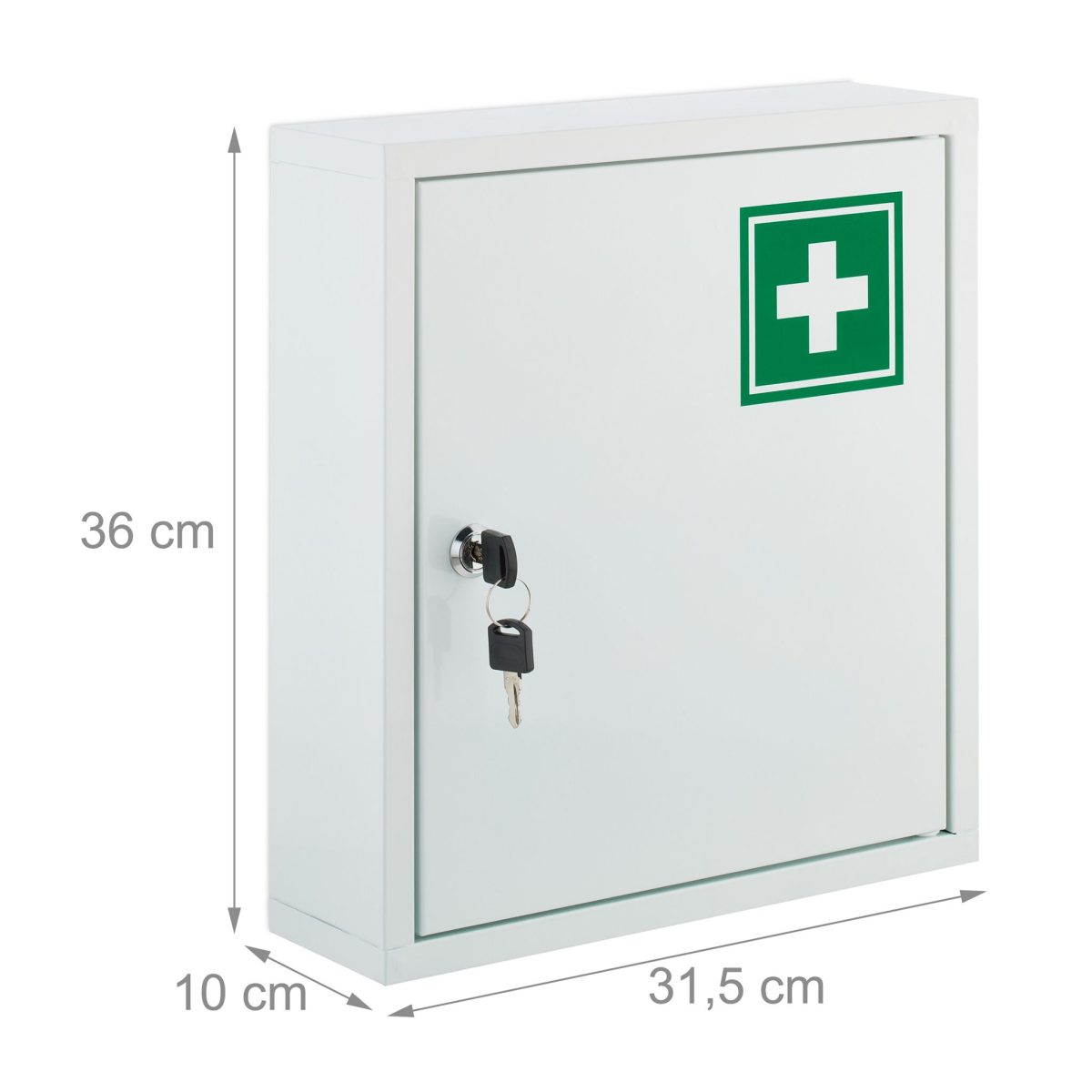 Dulap pentru medicamente, 2 etaje, alb/verde, 36 x 31,5 x 10 cm - imagine 2