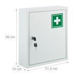 Dulap pentru medicamente, 2 etaje, alb/verde, 36 x 31,5 x 10 cm - imagine 2