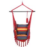 Scaun suspendat tip leagan/balansoar, interior/exterior, capacitate 150 kg, pliabil, suport bautura, buzunar interior, rotativ 360°, multicolor