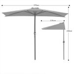 Umbrela terasa/gradina semicirculara, protectie UV 50+, acoperire hidrofuga, manivela practica, 230 cm x Ø 270 cm, gri antracit - imagine 11