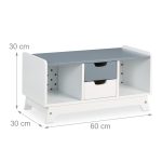 Dulap pentru copii, 4 compartimente, alb/gri,  din MDF, 30 x 60 x 30 cm - imagine 5