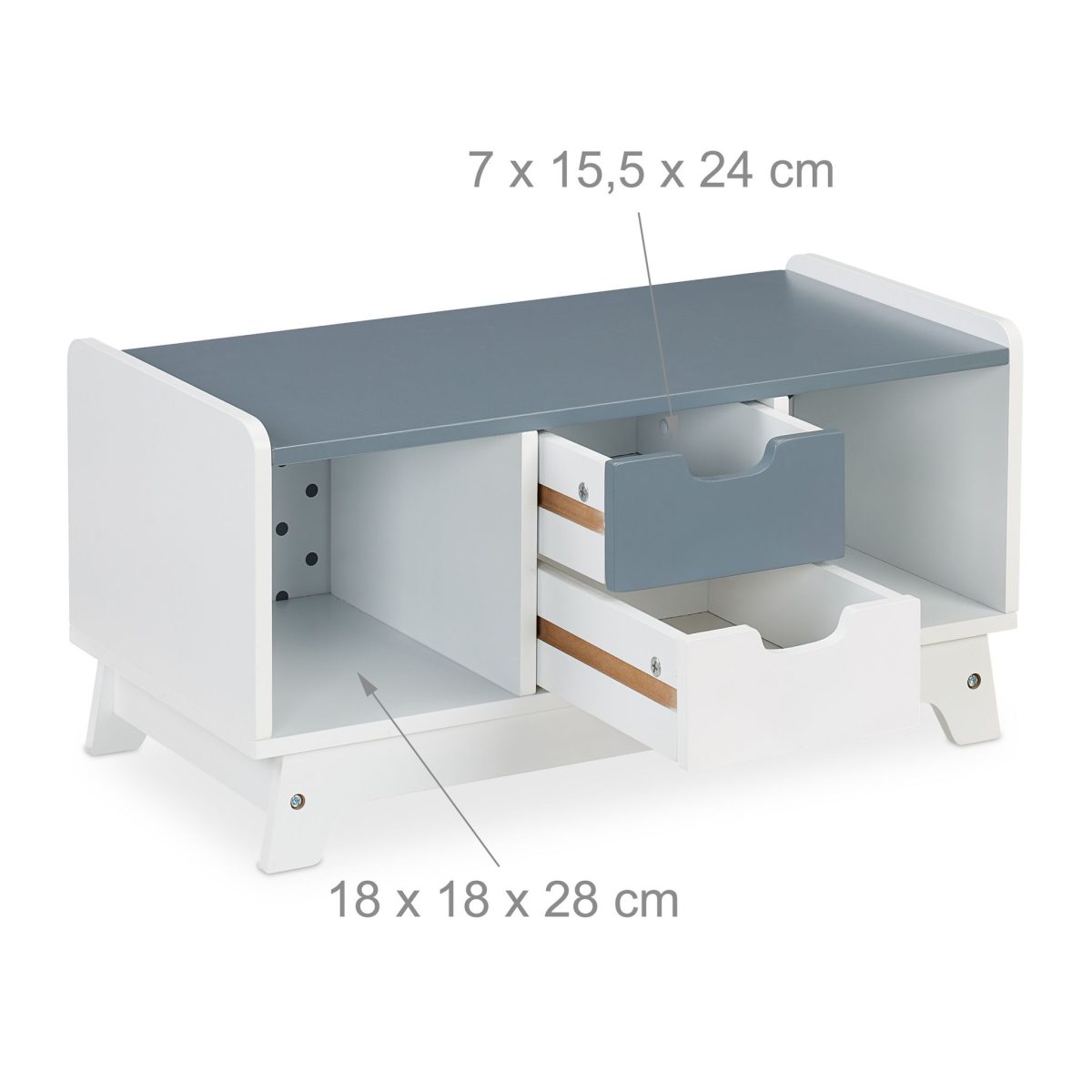 Dulap pentru copii, 4 compartimente, alb/gri,  din MDF, 30 x 60 x 30 cm - imagine 6