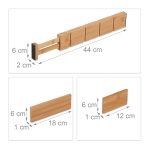 Set 10 separatoare pentru organizare sertare reglabile, bambus, 6 x 34-44 x 2 cm, maro - imagine 7