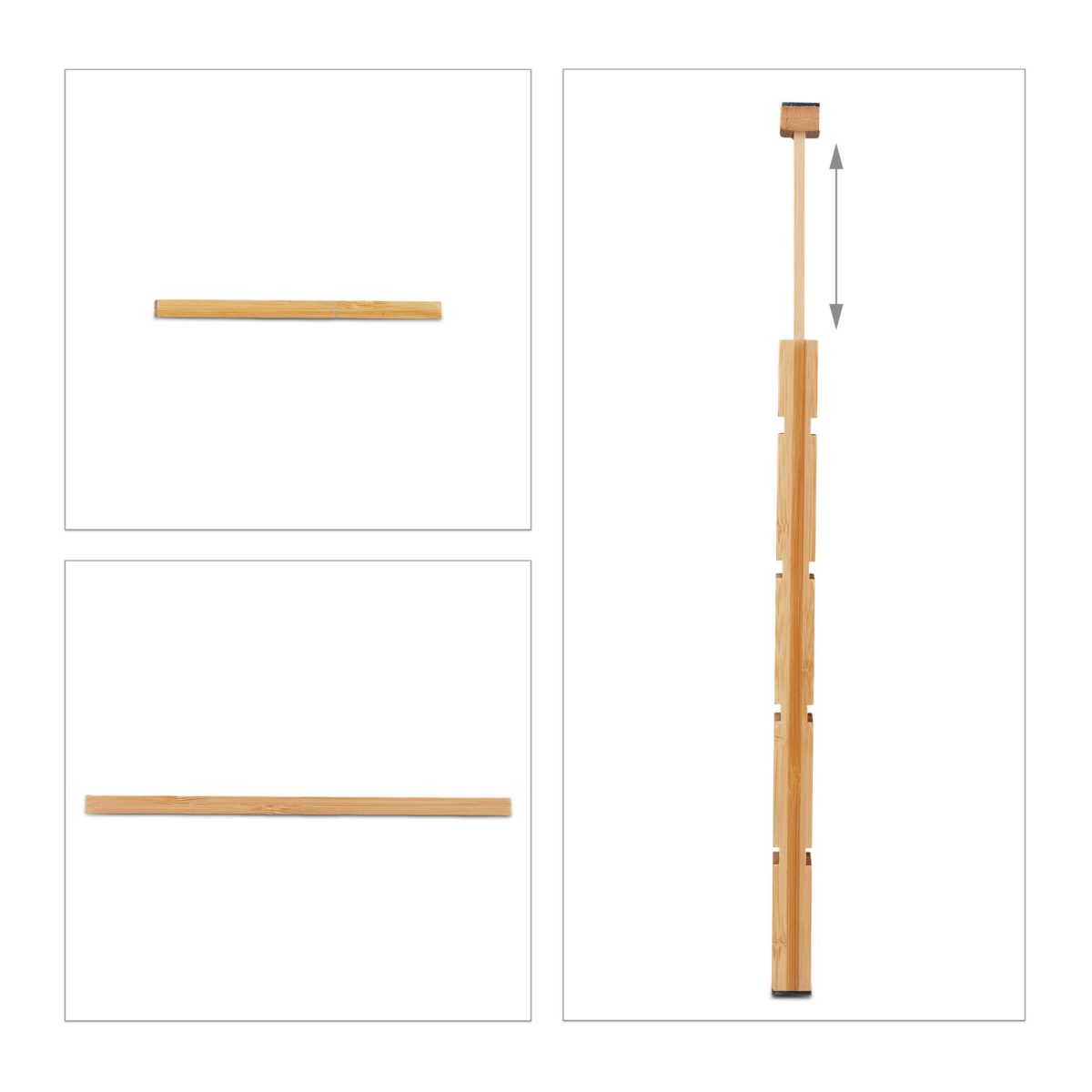 Set 10 separatoare pentru organizare sertare reglabile, bambus, 6 x 34-44 x 2 cm, maro - imagine 3