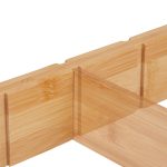Set 10 separatoare pentru organizare sertare reglabile, bambus, 6 x 34-44 x 2 cm, maro - imagine 4