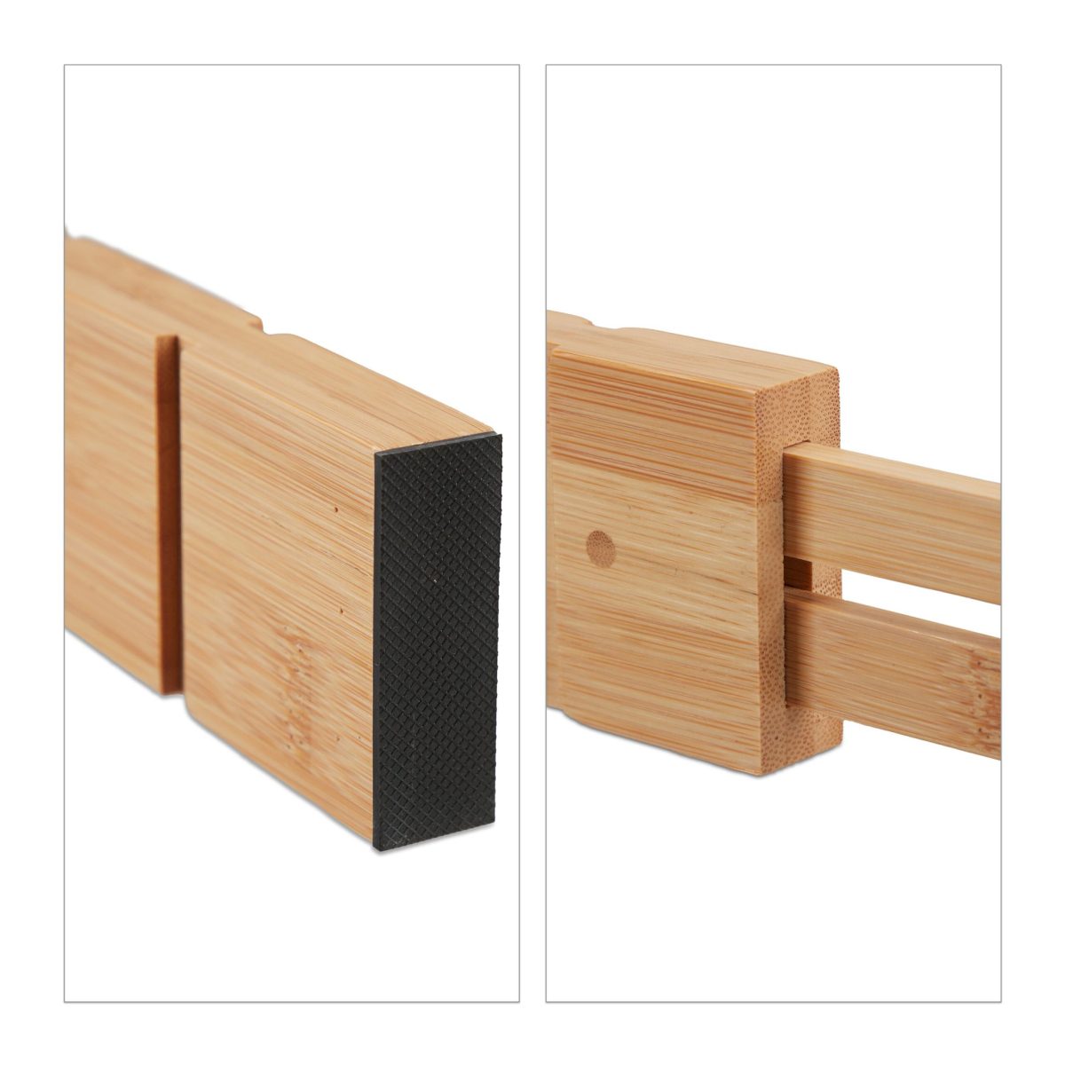 Set 10 separatoare pentru organizare sertare reglabile, bambus, 6 x 34-44 x 2 cm, maro - imagine 8