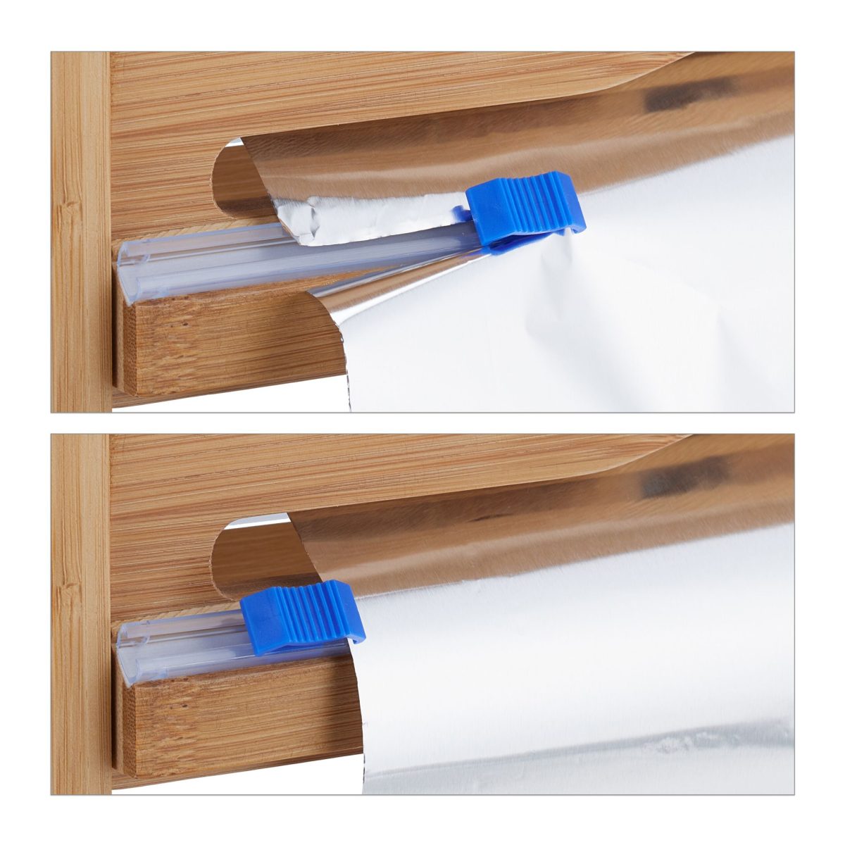 Raft pentru condimente, servetele si folii alimentare, din bambus, culoare naturala, 40 x 40 x 11,5 cm - imagine 8