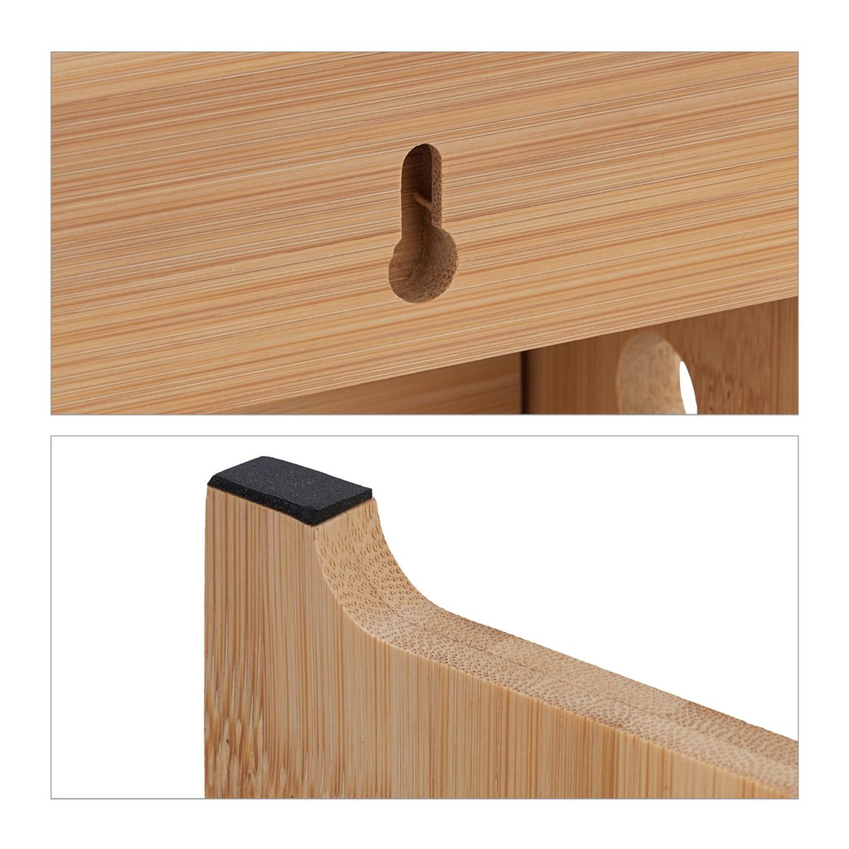 Raft pentru condimente, servetele si folii alimentare, din bambus, culoare naturala, 40 x 40 x 11,5 cm - imagine 10