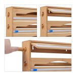 Organizator si dispenser 3 in 1 pentru folii de bucatarie, pentru perete sau sertar, bambus, maro, 23,5 x 39 x 9 cm - imagine 9