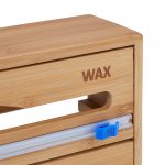Organizator si dispenser 3 in 1 pentru folii de bucatarie, pentru perete sau sertar, bambus, maro, 23,5 x 39 x 9 cm - imagine 6