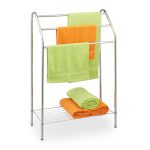 Suport pentru prosoape cu 3 rafturi, din otel, argintiu,  83,5 x 57,5 ​​x 25,5 cm