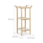 Raft baie, cu 3 polite si suport prosoape, din bambus, 85 x 41,5 x 30 cm, natur - imagine 4