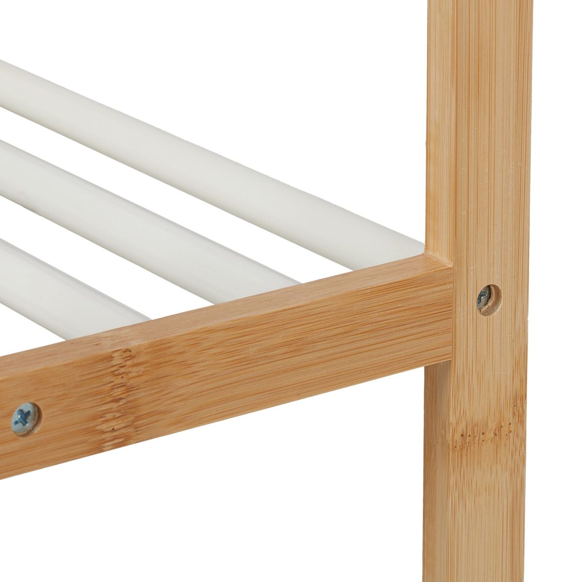 Raft baie, cu 3 polite si suport prosoape, din bambus, 85 x 41,5 x 30 cm, natur - imagine 7