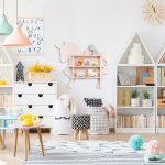 Raft pentru copii, design unicorn, cu 2 compartimente, roz, 54,5 x 66 x 13 cm - imagine 5