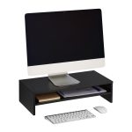 Suport pentru monitor cu spatiu de depozitare, 14,5 x 54 x 26 cm, negru
