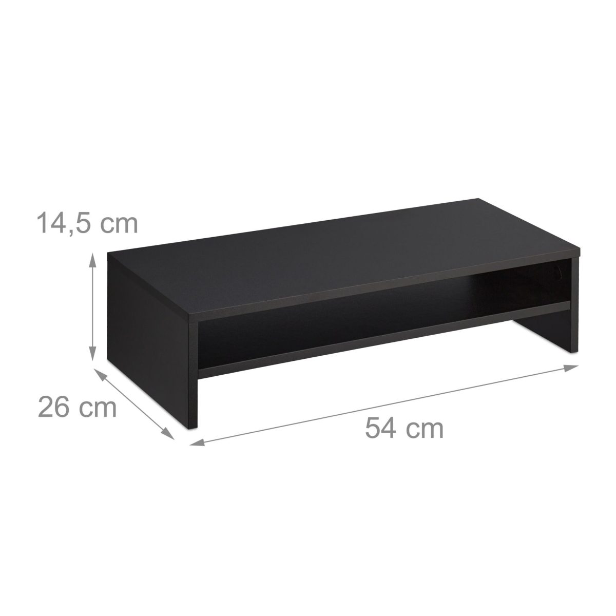 Suport pentru monitor cu spatiu de depozitare, 14,5 x 54 x 26 cm, negru - imagine 2