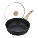 Tigaie cu capac, din aluminiu/sticla/polirasina, negru/natural, 14 x 48 x 29,5 cm