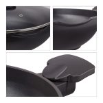Tigaie wok cu capac, din aluminiu/sticla/plastic, neagra, 15 x 57,5 ​​x 31,5 cm - imagine 7