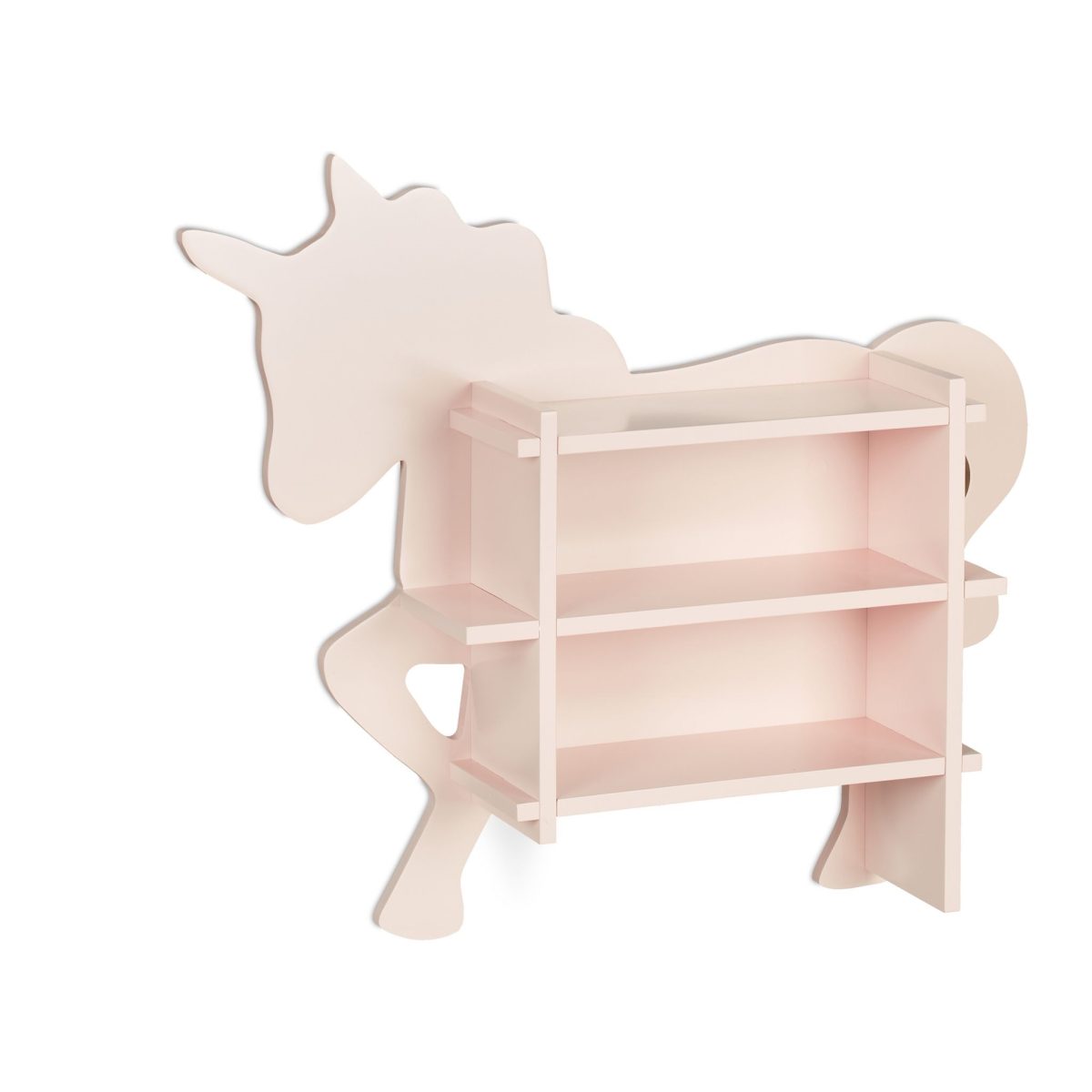 Raft pentru copii, design unicorn, cu 2 compartimente, roz, 54,5 x 66 x 13 cm - imagine 2