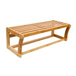 Raft de baie cu suport pentru prosoape, montare pe perete, bambus, 20 x 60 x 26 cm