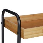 Etajera universala, cu roti, din bambus, maro/negru, 70 x 50 x 28 cm - imagine 7