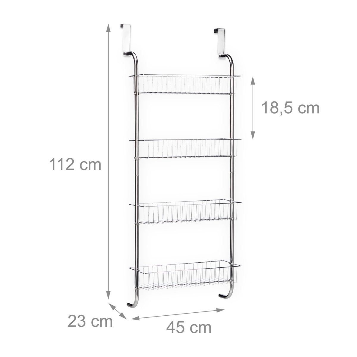 Raft suspendat, cu carlige, 4 compartimente, cromat, 112 x 45 x 23 cm - imagine 5