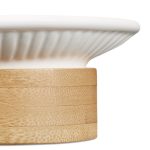 Set accesorii pentru baie, 4 piese, din bambus si ceramica, maro/alb - imagine 8