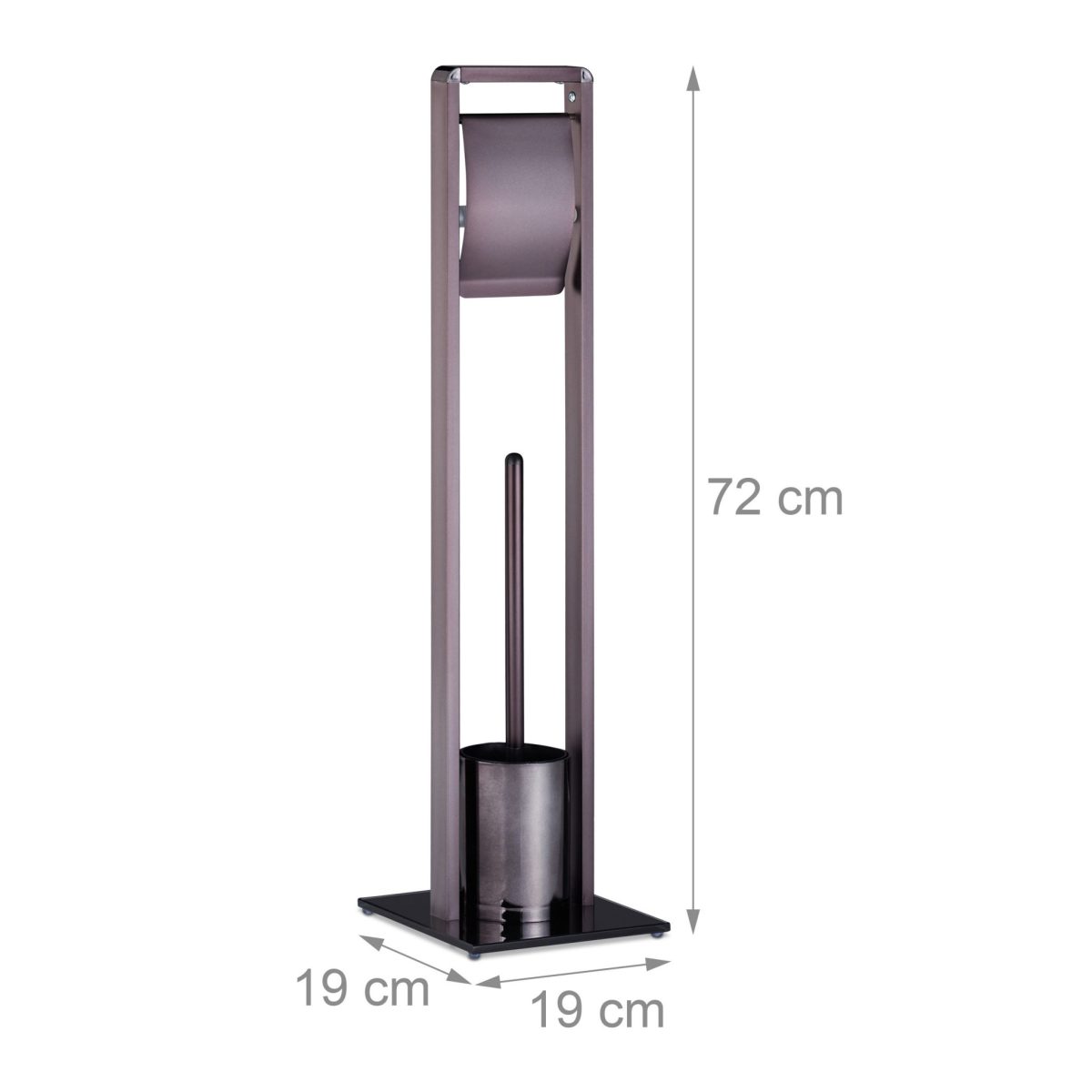 Suport hartie igienica cu perie de toaleta, metal, bronz/negru, 72 x 19 x 19 cm - imagine 5