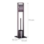 Suport hartie igienica cu perie de toaleta, metal, bronz/negru, 72 x 19 x 19 cm - imagine 5