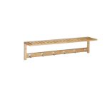 Cuier de perete cu raft, 6 carlige, bambus, 18 x 75 x 16 cm