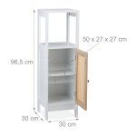 Dulap de baie cu 3 compartimente, raft flexibil, usa magnetica, alb/maro, MDF, 96,5 x 30 x 30 cm - imagine 8