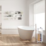 Dulap de baie cu 3 compartimente, raft flexibil, usa magnetica, alb/maro, MDF, 96,5 x 30 x 30 cm - imagine 3