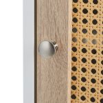Dulap de baie cu 3 compartimente, raft flexibil, usa magnetica, alb/maro, MDF, 96,5 x 30 x 30 cm - imagine 6