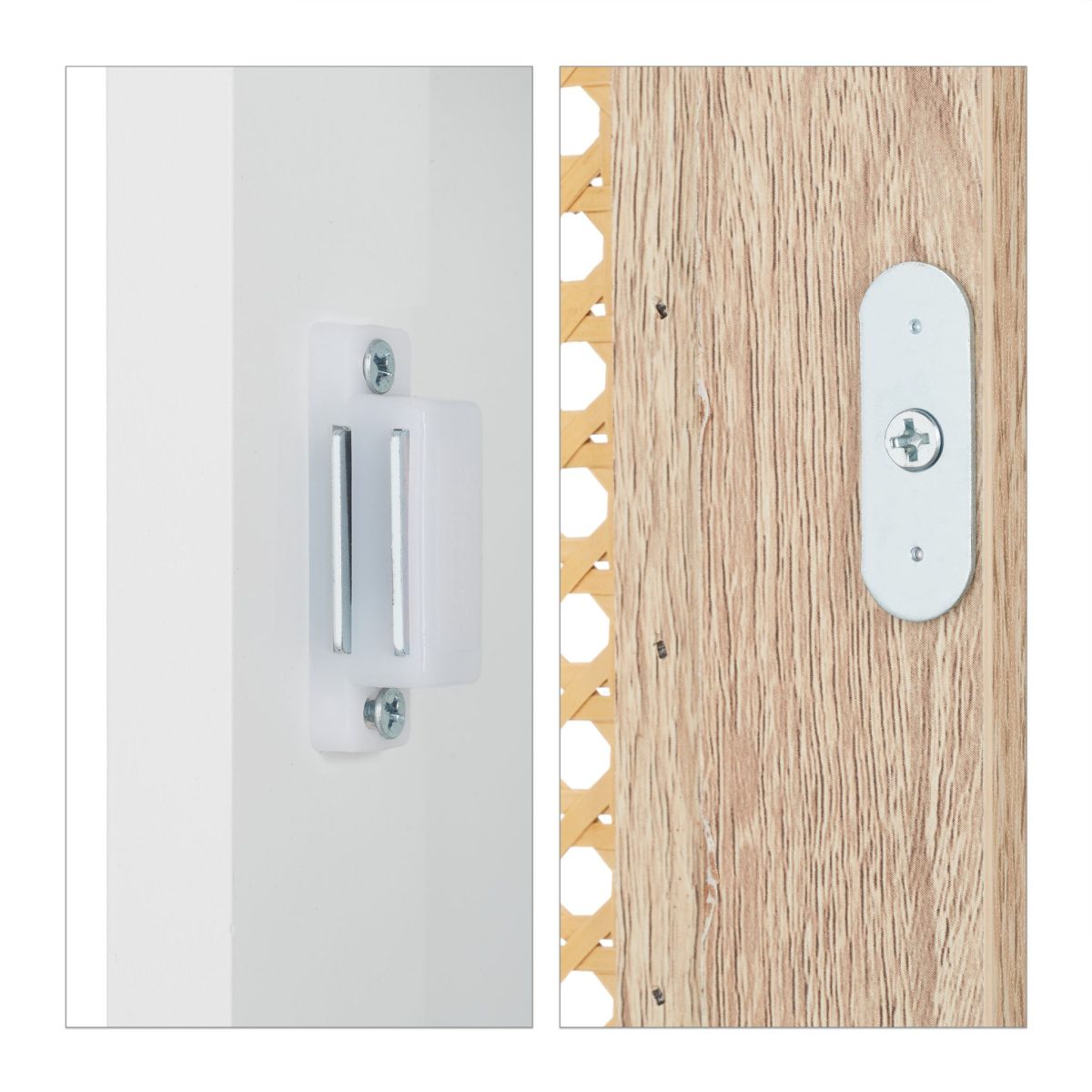 Dulap de baie cu 3 compartimente, raft flexibil, usa magnetica, alb/maro, MDF, 96,5 x 30 x 30 cm - imagine 5