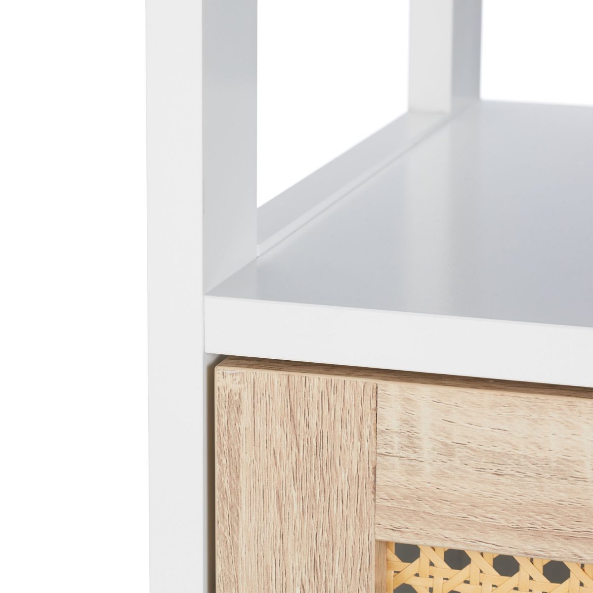 Dulap de baie cu 3 compartimente, raft flexibil, usa magnetica, alb/maro, MDF, 96,5 x 30 x 30 cm - imagine 7