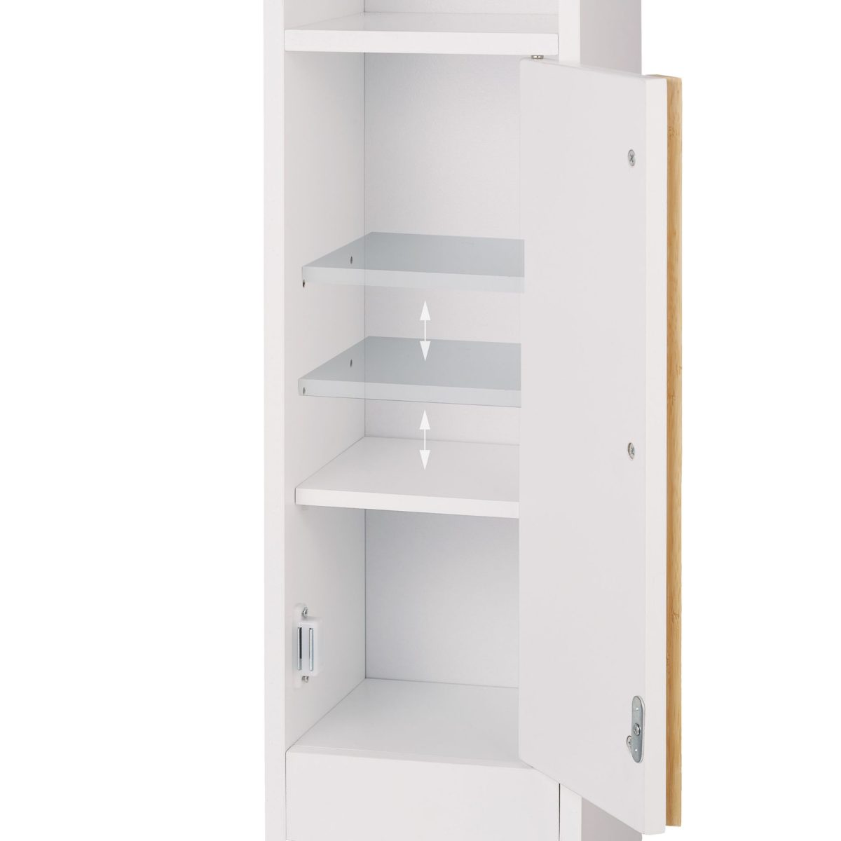 Dulap de baie cu suport pentru hartie igienica, inchidere magnetica, MDF/bambus, 75,5 x 18,5 x 18,5 cm - imagine 6