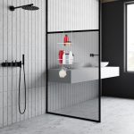 Etajera baie suspendata, 2 rafturi, 4 carlige, fier cromat, 60 x 25,5 x 22,5 cm - imagine 4